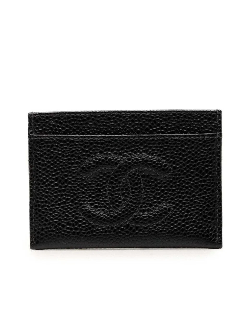 Chanel CC Logo Card Case Black Caviar Leather